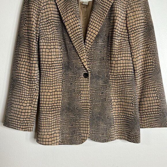 Vtg cache ladies 100% leather suede snake print double closure blazer size 2 - Picture 3 of 11